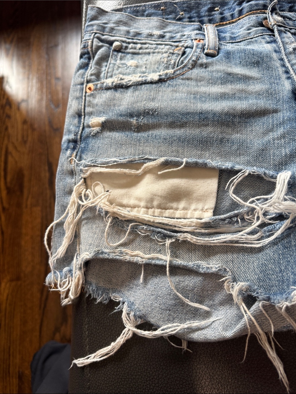 Ralph Lauren Distressed High-Rise Denim Shorts in Light Blue - Picture 5 of 5